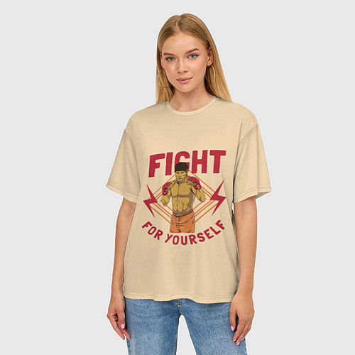 Женская футболка оверсайз FIGHT FOR YOURSELF / 3D-принт – фото 3