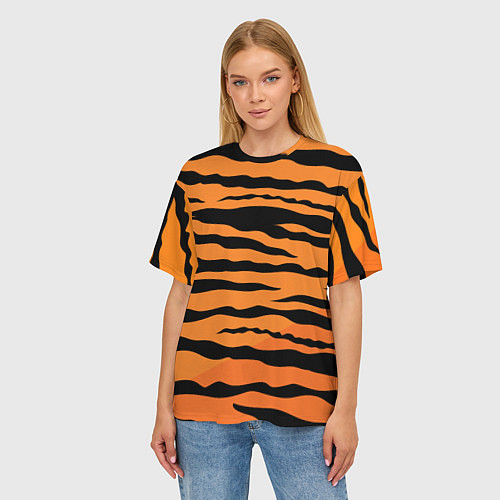 Женская футболка оверсайз Шкура тигра вектор / 3D-принт – фото 3