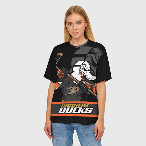 Женская футболка оверсайз Анахайм Дакс, Anaheim Ducks / 3D-принт – фото 3