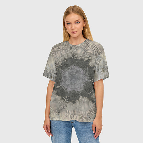 Женская футболка оверсайз Серый песок - коллекция Путешествие - Хуф и Ся / 3D-принт – фото 3