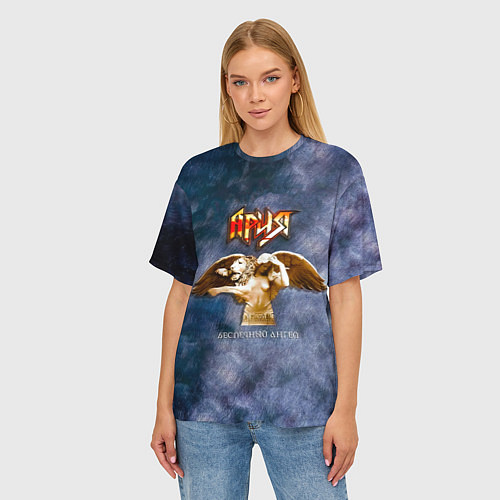 Женская футболка оверсайз Беспечный ангел - Ария / 3D-принт – фото 3