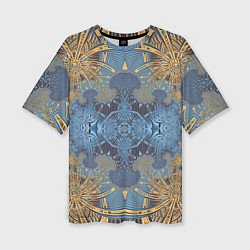 Женская футболка оверсайз Коллекция Фрактальная мозаика Желто-синий 292-6-n1