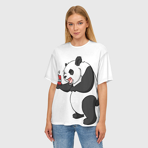 Женская футболка оверсайз Взрывная панда / 3D-принт – фото 3
