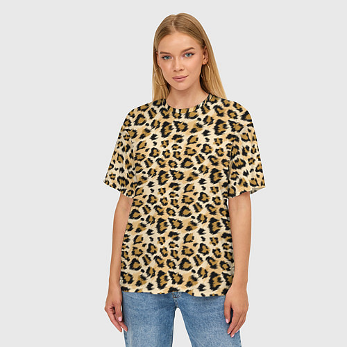 Женская футболка оверсайз Пятна Дикого Леопарда / 3D-принт – фото 3