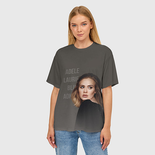 Женская футболка оверсайз Взгляд Адель / 3D-принт – фото 3