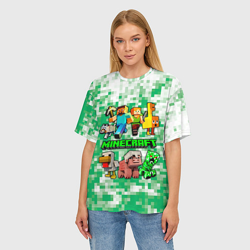 Женская футболка оверсайз Minecraft персонажи мобы / 3D-принт – фото 3