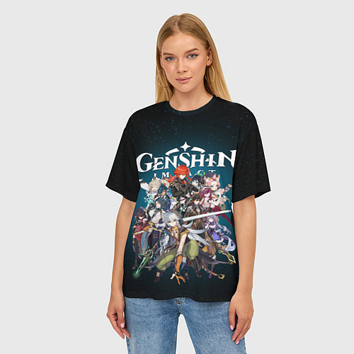 Женская футболка оверсайз GENSHIN IMPACT HEROES SPACE / 3D-принт – фото 3