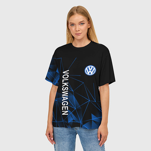Женская футболка оверсайз Volkswagen, Фольцваген Геометрия / 3D-принт – фото 3