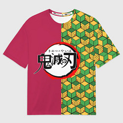 Футболка оверсайз женская ГИЮ ТОМИОКА ЛОГО АНИМЕ КЛИНОК РАССЕКАЮЩИЙ ДЕМОНОВ, цвет: 3D-принт