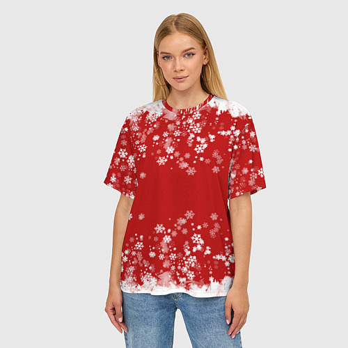 Женская футболка оверсайз Вечный снегопад / 3D-принт – фото 3