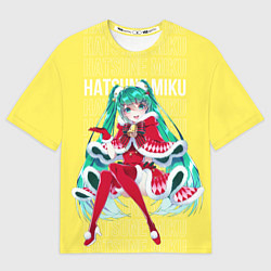 Футболка оверсайз женская Новогодняя Хацунэ Мику, цвет: 3D-принт
