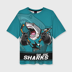 Женская футболка оверсайз San Jose Sharks, Сан Хосе Шаркс