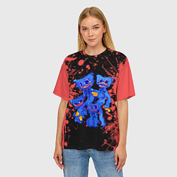 Футболка оверсайз женская HUGGY WUGGY - ХАГГИ ВАГГИ - POPPY PLAYTIME, цвет: 3D-принт — фото 2