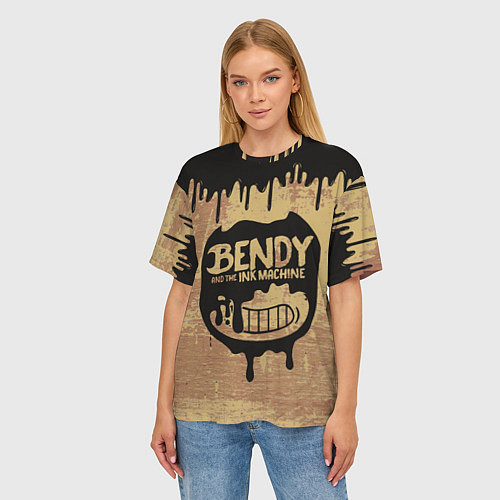 Женская футболка оверсайз ЧЕРНЫЙ БЕНДИ BENDY AND THE INK MACHINE / 3D-принт – фото 3