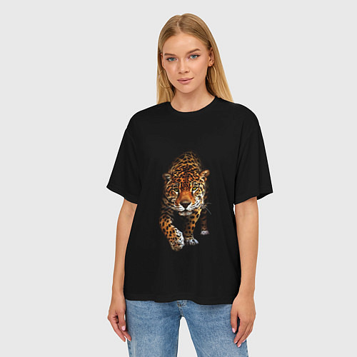 Женская футболка оверсайз Big Cat Leo / 3D-принт – фото 3