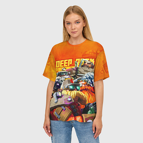 Женская футболка оверсайз Deep Rock Galactic герои / 3D-принт – фото 3
