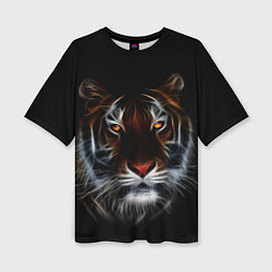 Женская футболка оверсайз Тигр в Темноте Глаза Зверя