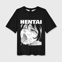 Футболка оверсайз женская HENTAI девочка ahegao, цвет: 3D-принт