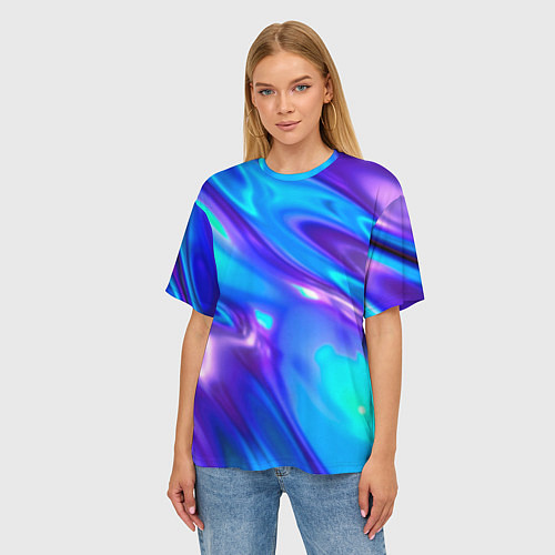 Женская футболка оверсайз Neon Holographic / 3D-принт – фото 3
