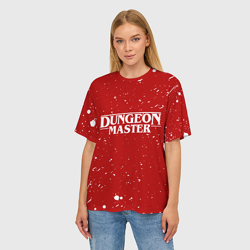 Женская футболка оверсайз DUNGEON MASTER BLOOD ГАЧИМУЧИ КРАСНЫЙ / 3D-принт – фото 3