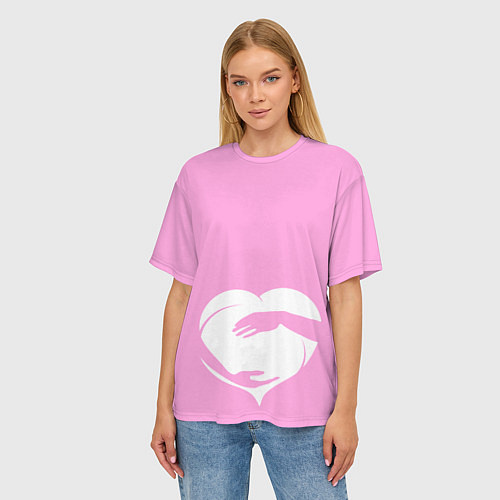 Женская футболка оверсайз Объятие / 3D-принт – фото 3