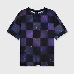 Женская футболка оверсайз Space Neon Chessboard
