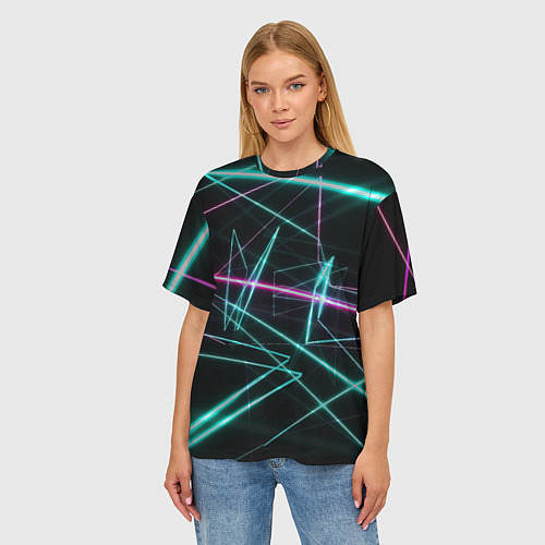 Женская футболка оверсайз Лазерная композиция / 3D-принт – фото 3