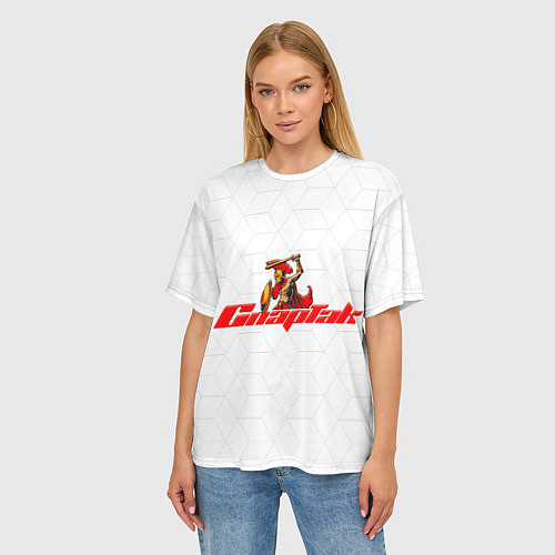 Женская футболка оверсайз Гладиатор Красно-белый / 3D-принт – фото 3