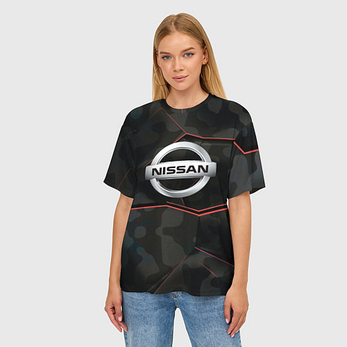Женская футболка оверсайз Nissan xtrail / 3D-принт – фото 3