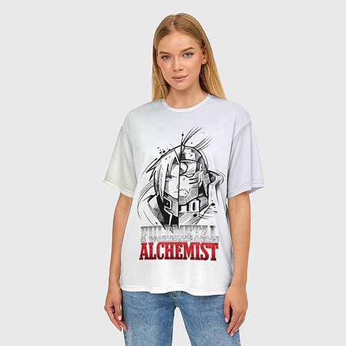 Женская футболка оверсайз Эдвард vs Альфонс - Стальной алхимик / 3D-принт – фото 3