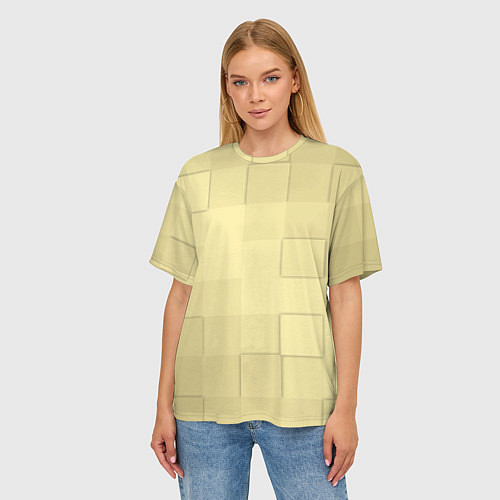 Женская футболка оверсайз Золотые квадраты / 3D-принт – фото 3
