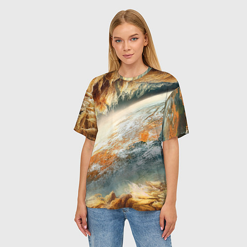 Женская футболка оверсайз Песчаный Космос / 3D-принт – фото 3