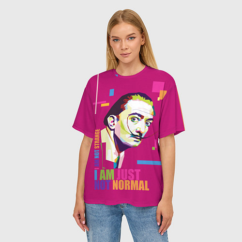 Женская футболка оверсайз Salvador Dali: I am just not normal / 3D-принт – фото 3