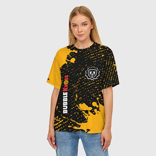 Женская футболка оверсайз БАБЛ КВАС - Брызги / 3D-принт – фото 3