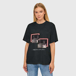 Футболка оверсайз женская Дазай Осаму в неоновых квадратах Великий из бродяч, цвет: 3D-принт — фото 2