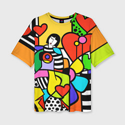 Футболка оверсайз женская Romero Britto - valentines day, цвет: 3D-принт