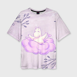 Женская футболка оверсайз Муми-тролль и счастливое облако