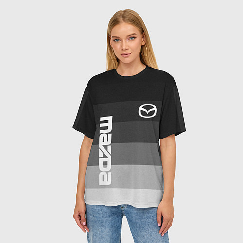 Женская футболка оверсайз Мазда, Mazda, Серый градиент / 3D-принт – фото 3