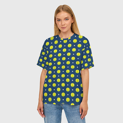 Женская футболка оверсайз Мячики для Тенниса / 3D-принт – фото 3