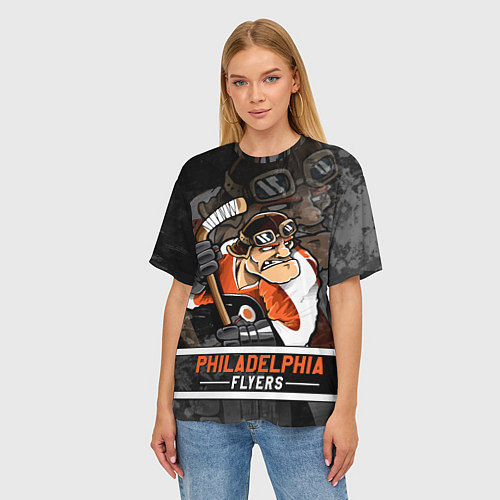 Женская футболка оверсайз Филадельфия Флайерз, Philadelphia Flyers / 3D-принт – фото 3