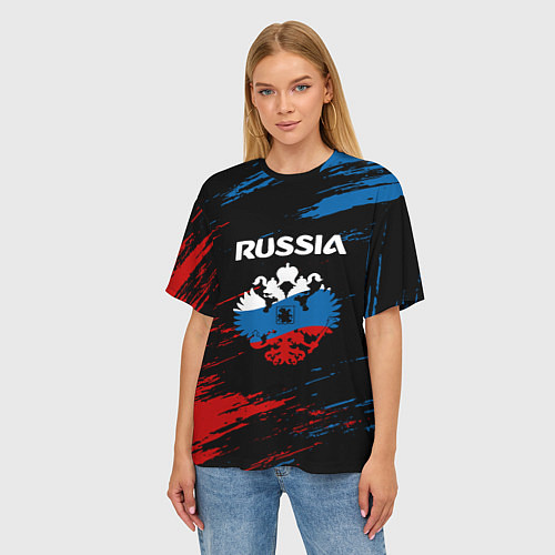 Женская футболка оверсайз Russia Герб в стиле / 3D-принт – фото 3