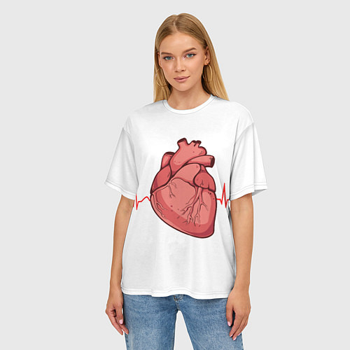 Женская футболка оверсайз Анатомия сердца / 3D-принт – фото 3