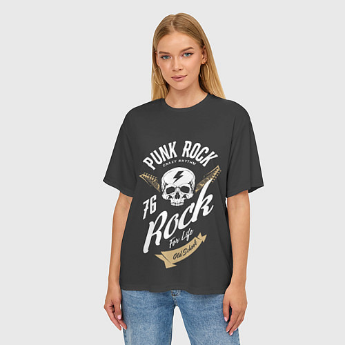Женская футболка оверсайз ROCK Рокер / 3D-принт – фото 3