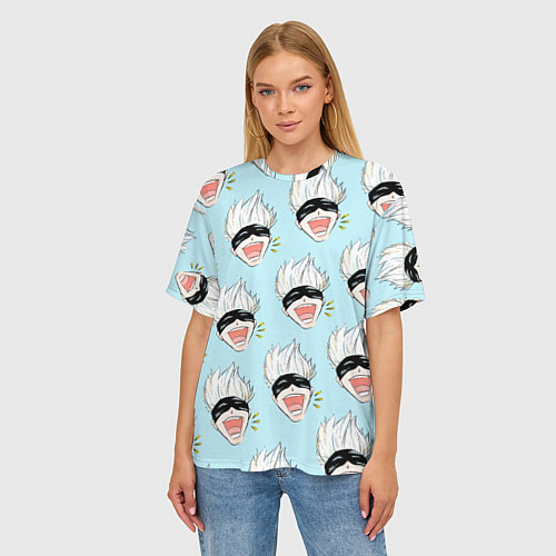 Женская футболка оверсайз Узор с Сатору / 3D-принт – фото 3