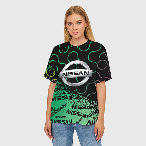 Женская футболка оверсайз NISSAN Супер класса / 3D-принт – фото 3