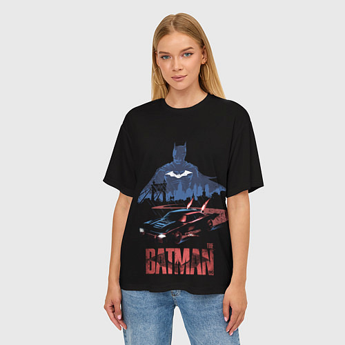 Женская футболка оверсайз Batman silhouette / 3D-принт – фото 3
