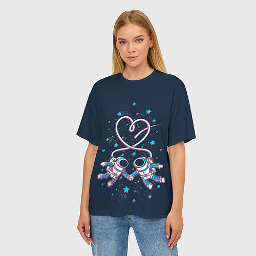 Женская футболка оверсайз Космическая любовь Cosmic love / 3D-принт – фото 3