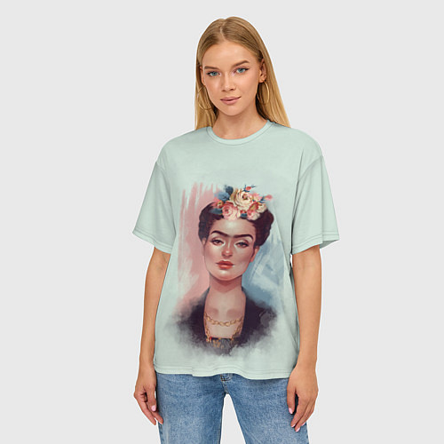 Женская футболка оверсайз Фрида Кало де Ривера / 3D-принт – фото 3