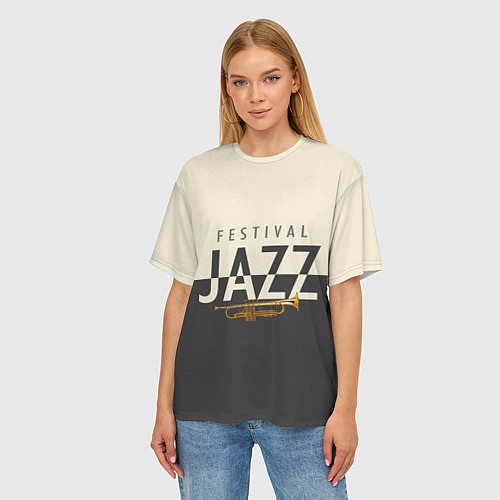 Женская футболка оверсайз JAZZ FESTIVAL / 3D-принт – фото 3