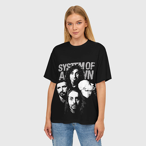 Женская футболка оверсайз System of a Down рок группа / 3D-принт – фото 3